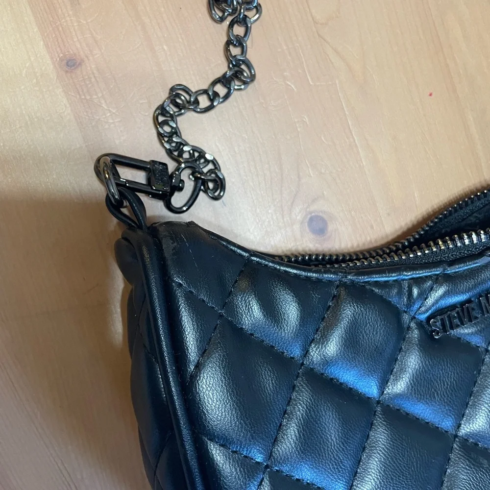 Steve Madden Black Quilted Shoulder Bag with Chain Strap